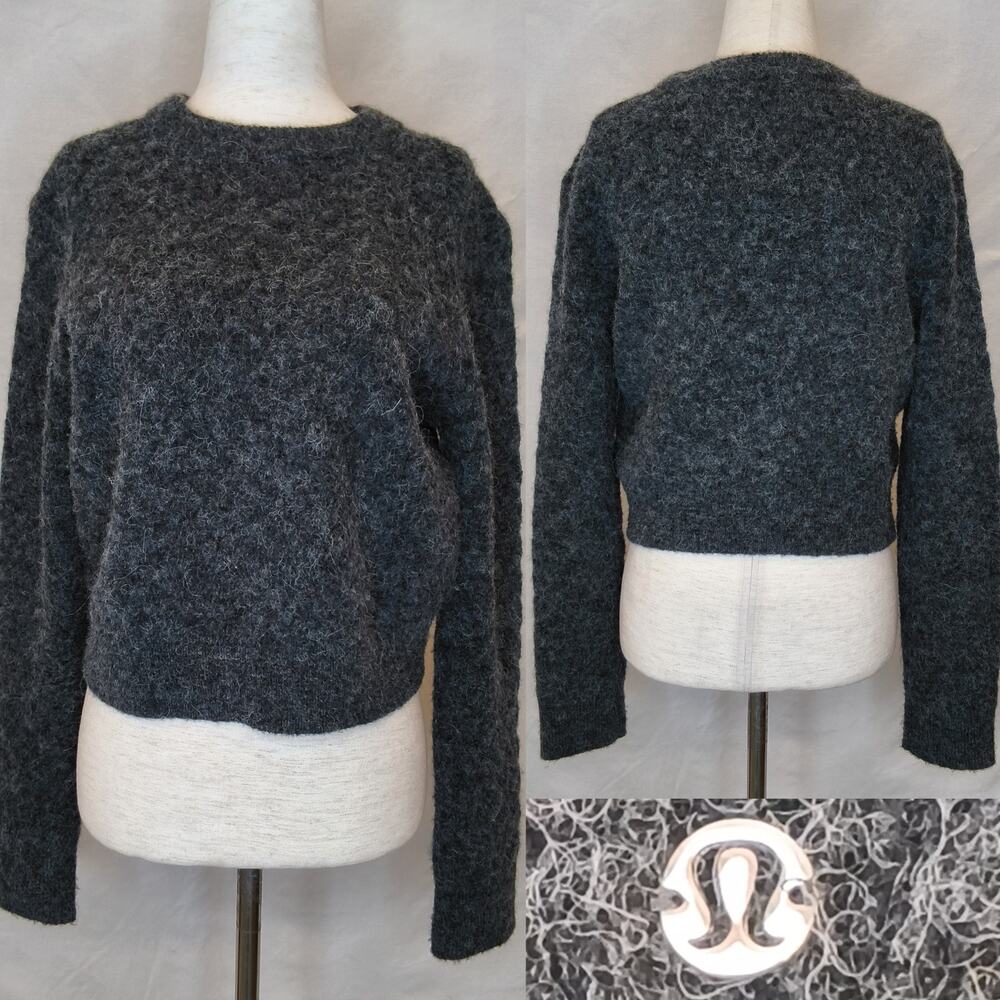 Lululemon Sweater Women's M Grey Alpaca Wool Blend Cropped Heathered #W5586